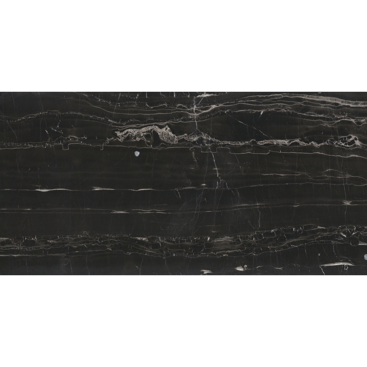 Polished Black Silk Marble Tile 12x24 rectangle cut edge, suitable for residential and commercial use